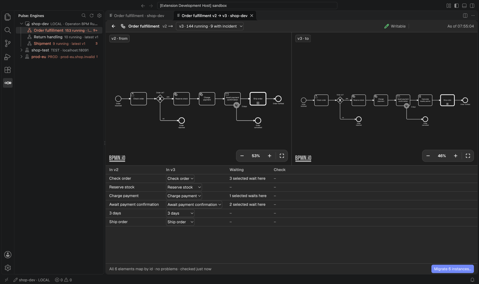 A migration plan between two versions